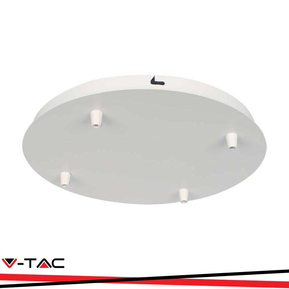 ROSONE PER LAMPADARIO IN ACCIAIO D300*H25MM CON 5 FORI SULLA SUPERFICIE- BIANCO OPACO
