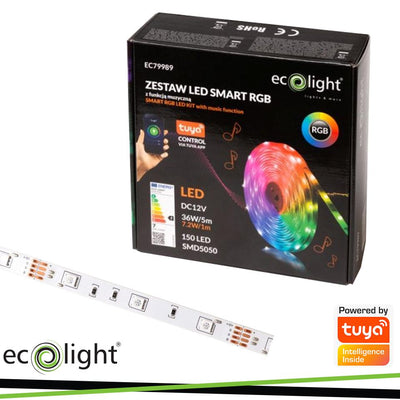 KIT SMART STRIP 7.2W/M RGB IP2 TUYA APP BOBINA DA 5MT