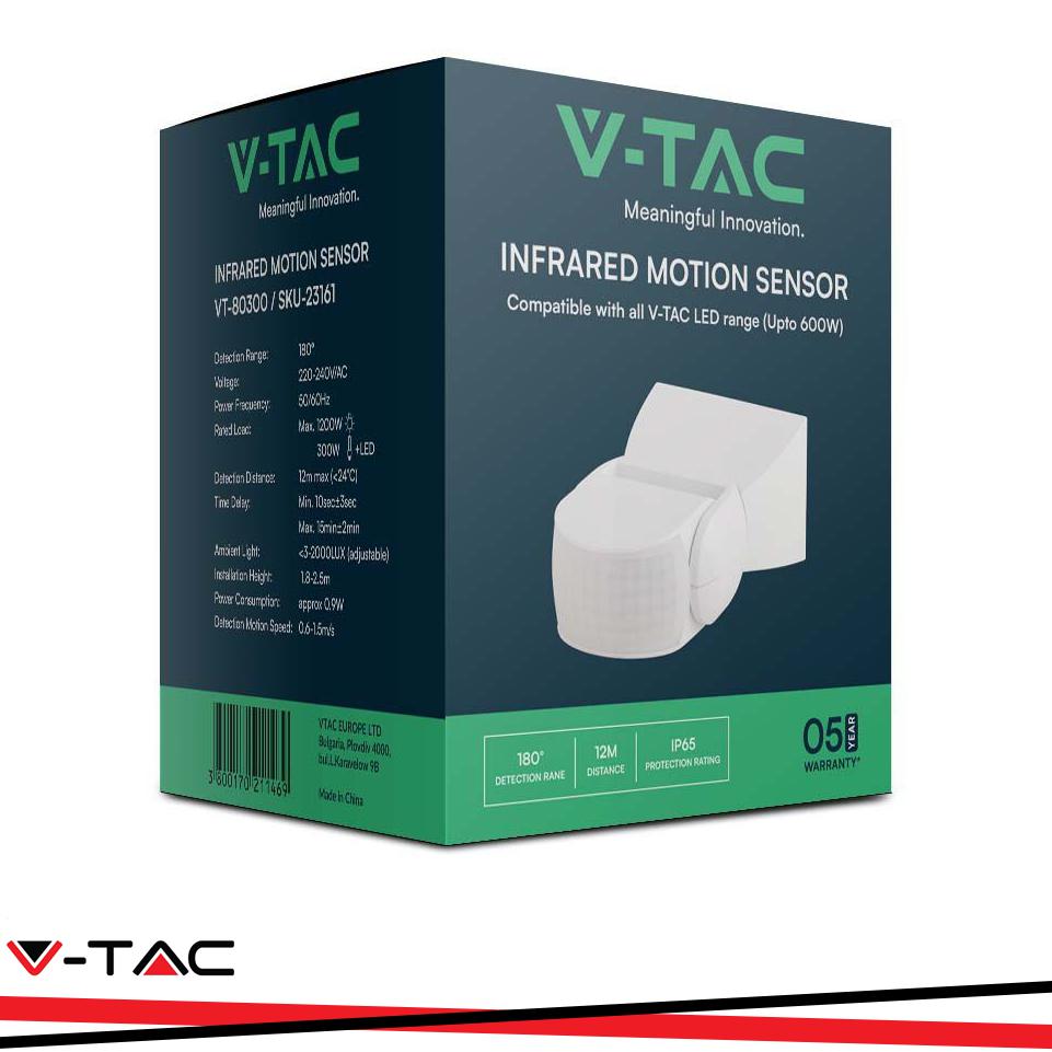 600W INFRARED MOTION SENSOR 180 D - WHITE BODY IP65