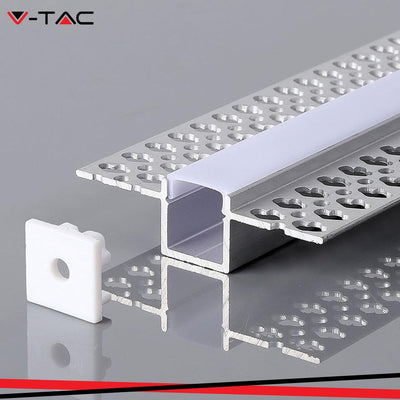 PROFILO IN ALLUMINIO CON DIFUSORE PER STRISCE LED 2000*55*15MM CORPO D ARGENTO