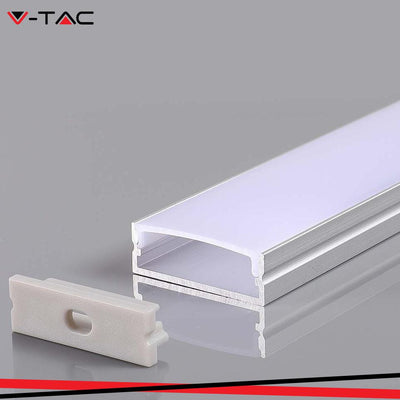PROFILO IN ALLUMINIO CON DIFUSORE PER STRISCE LED 2000*30*10MM CORPO D ARGENTO