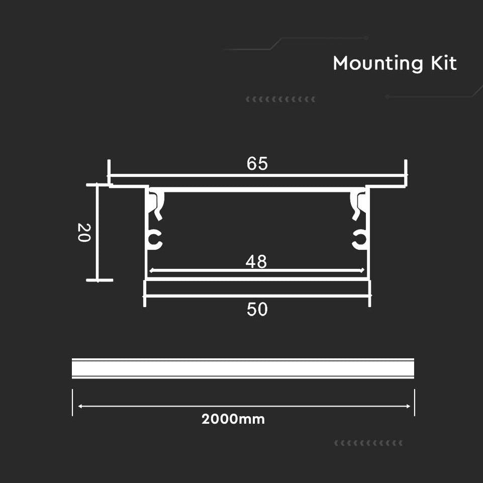PROFILO IN ALLUMINIO  COLORE SILVER PER STRIP 2000*50*20MM