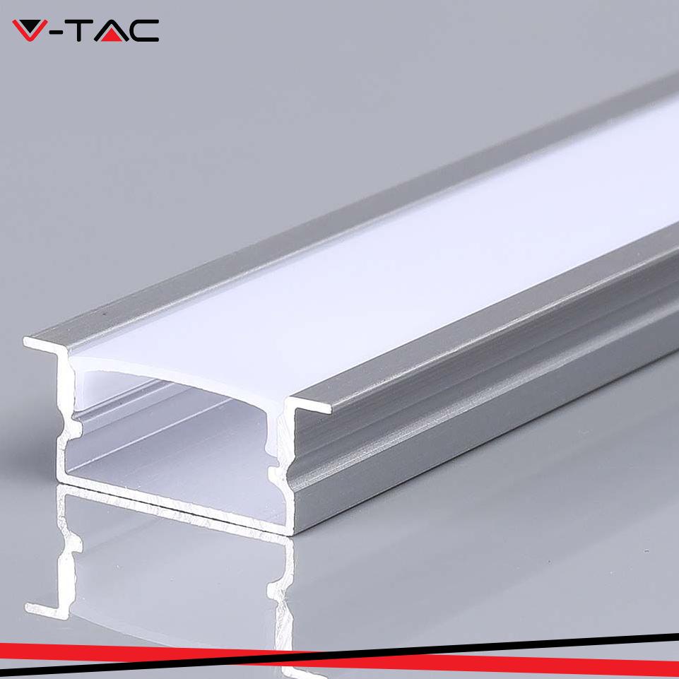 PROFILO IN ALLUMINIO CON DIFUSORE PER STRISCE LED 2000*20*10MM CORPO D ARGENTO