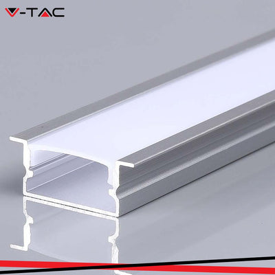 PROFILO IN ALLUMINIO CON DIFUSORE PER STRISCE LED 2000*20*10MM CORPO D ARGENTO