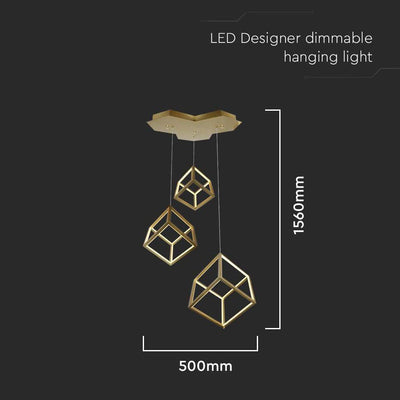 46W LED LAMPADA A SOSPENSIONE DI DESIGN CON CORPO IN ORO 3000K