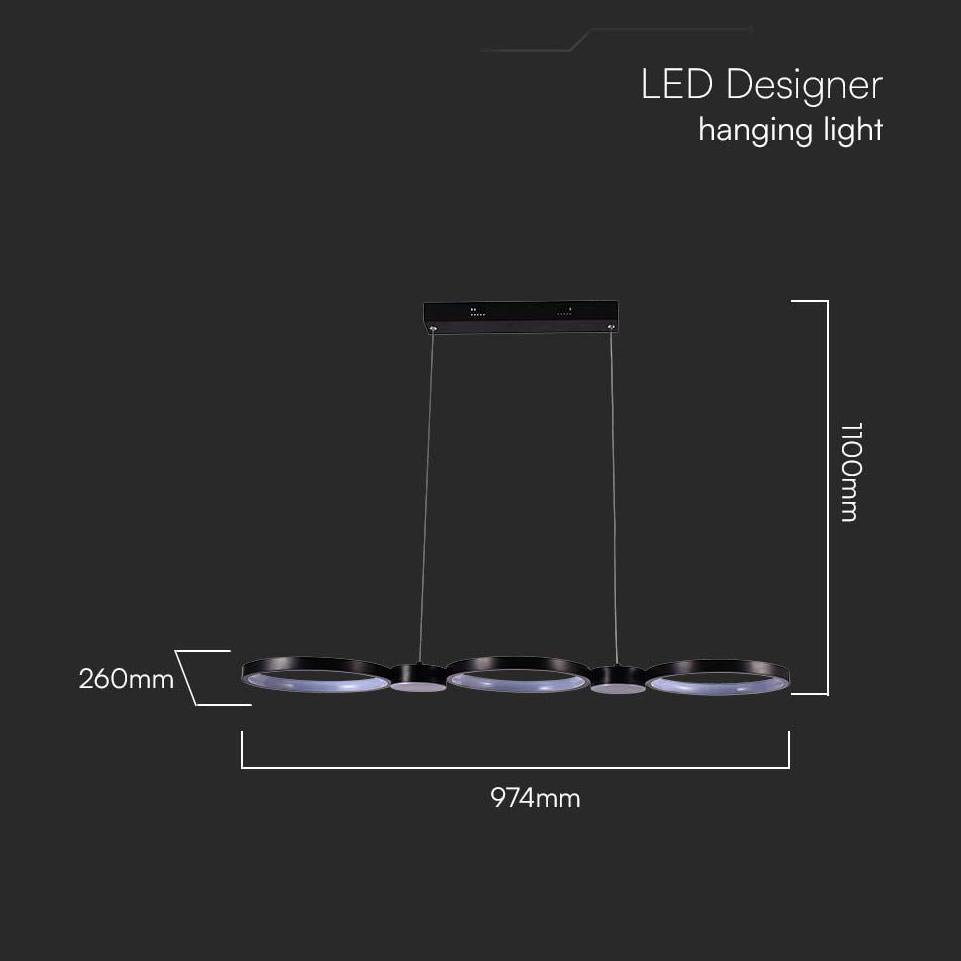 38W LED LAMPADARIO LED A SOSPENSIONE NERA 3000K
