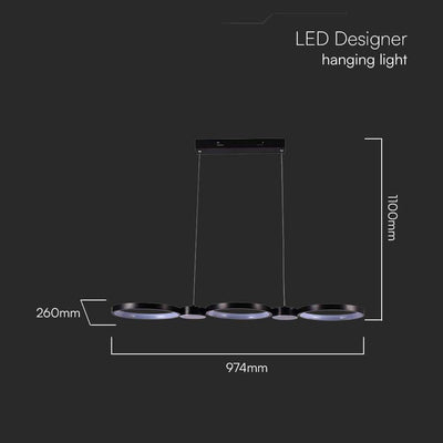 38W LED LAMPADARIO LED A SOSPENSIONE NERA 3000K