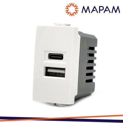 PRESA USB 5V=2.4A A+C T3 JOY 533B BIANCO IN BLISTER