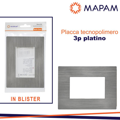 PLACCA TECNOP. SPAZZOLATO M6003SL-20 GEM 3P PLATINO