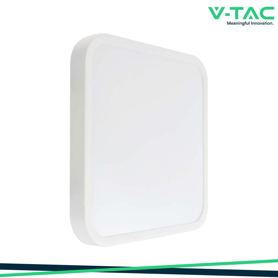 18W LED PLAFONIERA QUADRATA CORNICE BIANCA 6500K IP44