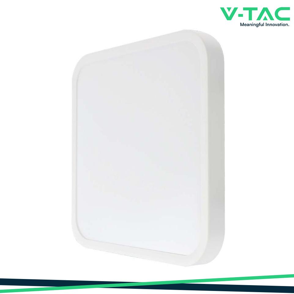 24W LED PLAFONIERA QUADRATA CORNICE BIANCA 3000K IP44