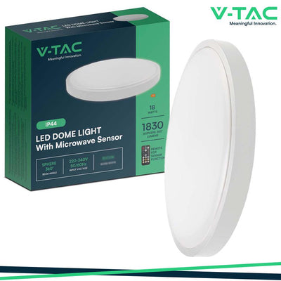 18W LED PLAFONIERA ROTONDA MICROWAVE SENSOR CORNICE BIANCA 3000K IP44