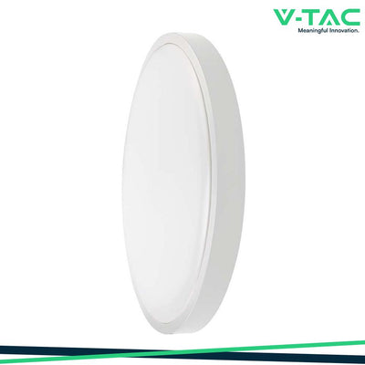 18W LED PLAFONIERA ROTONDA MICROWAVE SENSOR CORNICE BIANCA 6500K IP44