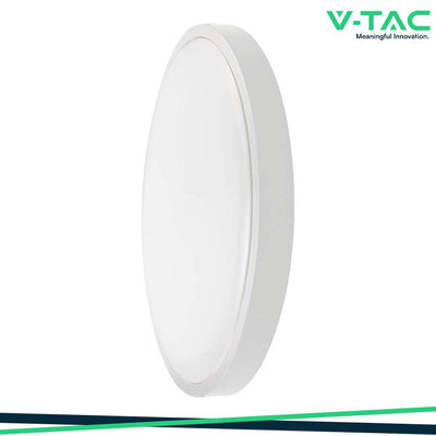 24W LED PLAFONIERA ROTONDA MICROWAVE SENSOR CORNICE BIANCA 4000K IP44