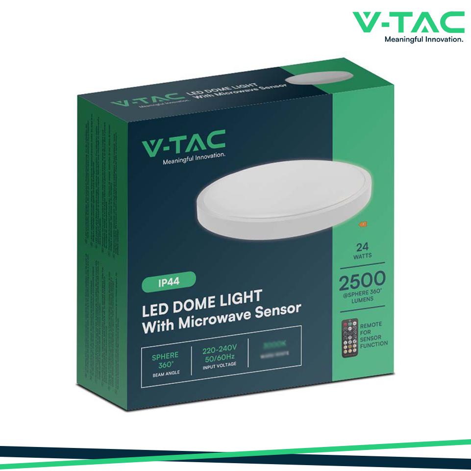 24W LED PLAFONIERA ROTONDA MICROWAVE SENSOR CORNICE BIANCA 4000K IP44