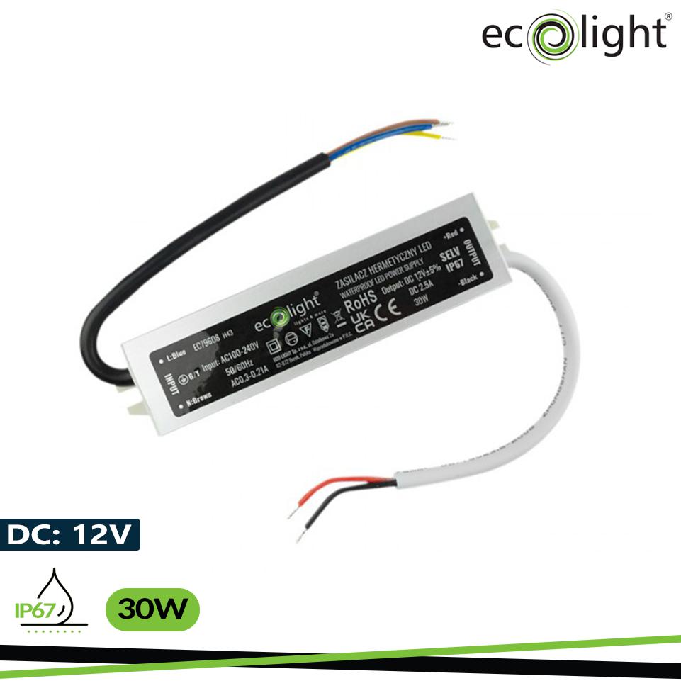 ALIMENTATORE IP67 30W 12V 2,5A 160X30X20MM
