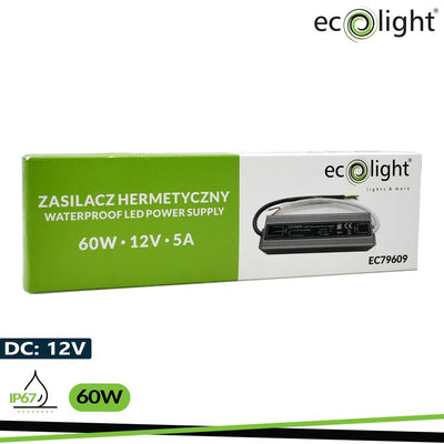 ALIMENTATORE IP67 60W 12V 5A 180X40X22MM