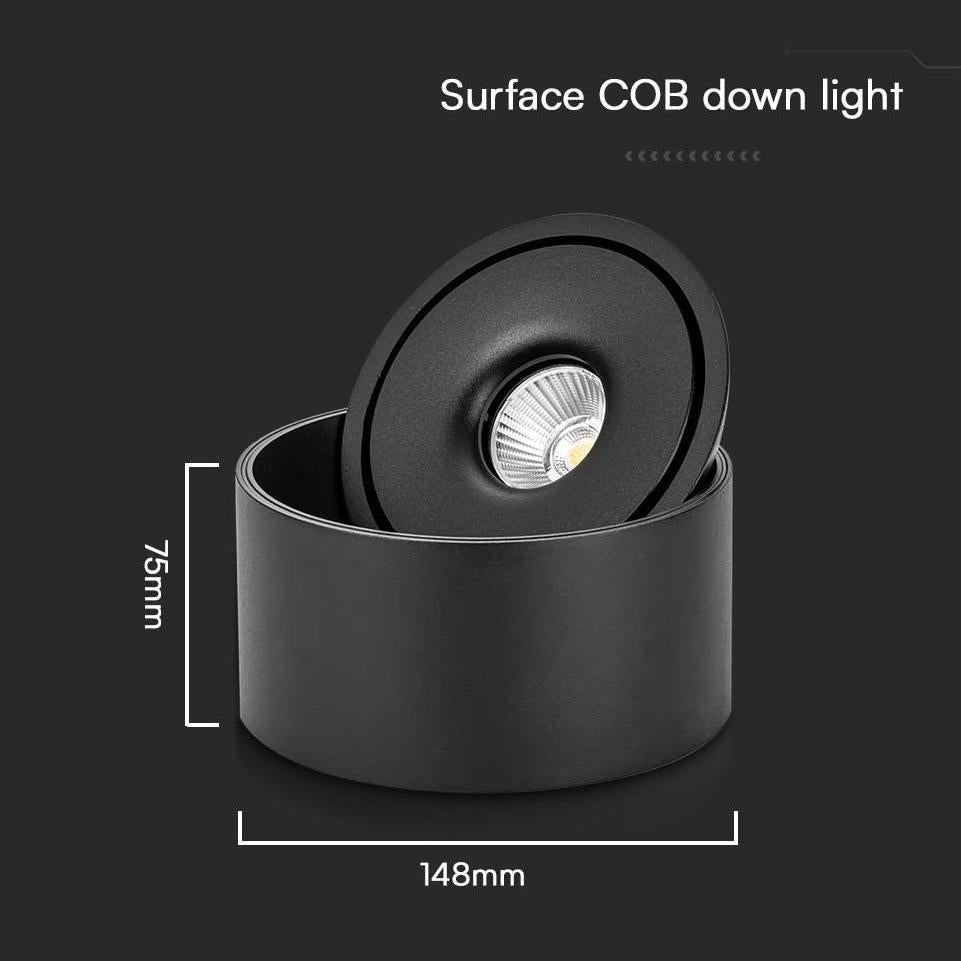 20W FARETTO LED COB DA INCASSO ROTONDO  3 IN 1 CORPO NERO