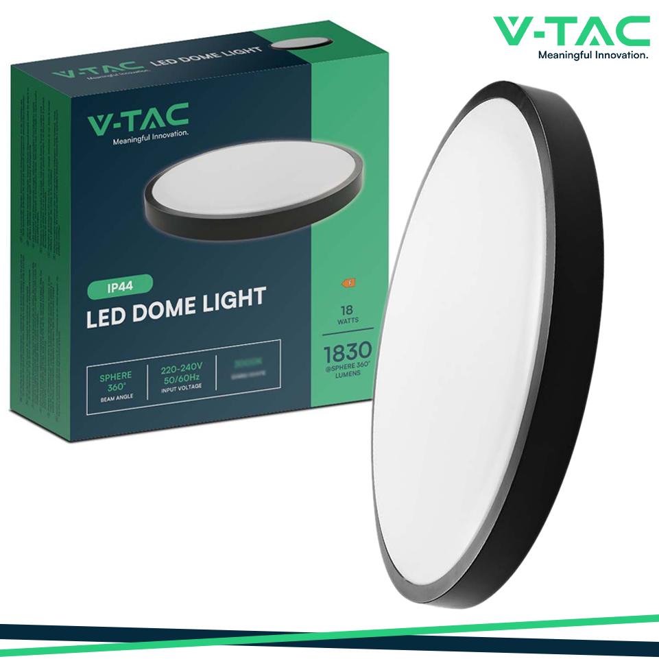 18W LED PLAFONIERA ROTONDA CORNICE NERA 4000K IP44