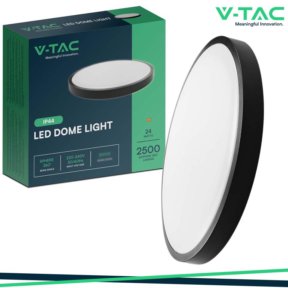 24W LED PLAFONIERA ROTONDA CORNICE NERA 6500K IP44