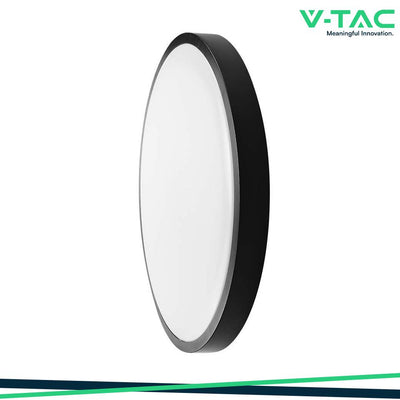 24W LED PLAFONIERA ROTONDA CORNICE NERA 6500K IP44