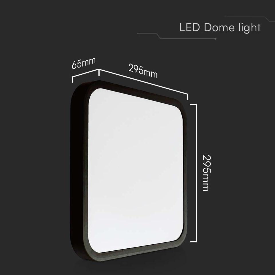 18W LED PLAFONIERA QUADRATA CORNICE NERA 6500K IP44