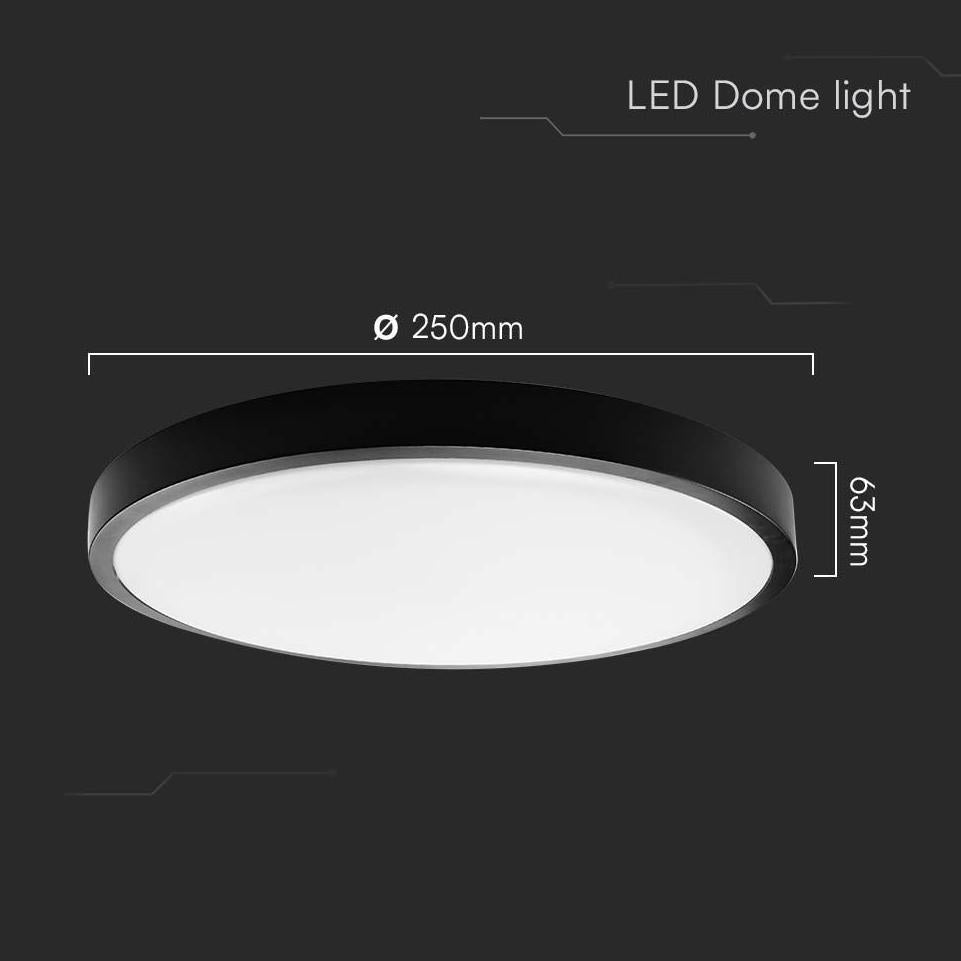 18W LED PLAFONIERA ROTONDA CORNICE NERA  3000K IP44