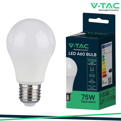 LED LAMPADINA 10.5W E27 A60 THERMOPLASTICA 4000K