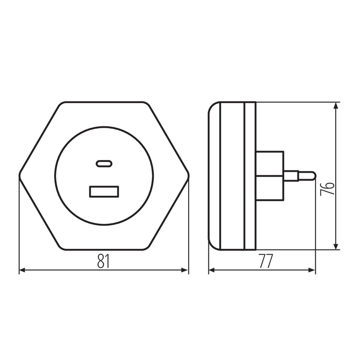 LAMPADA A LED PLUG-IN BOLA LED 2XUSB WW W - KANLUX