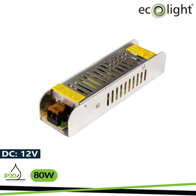 ALIMENTATORE LED 80W 12V 6,6A  IP20 SLIM 160X40X32MM