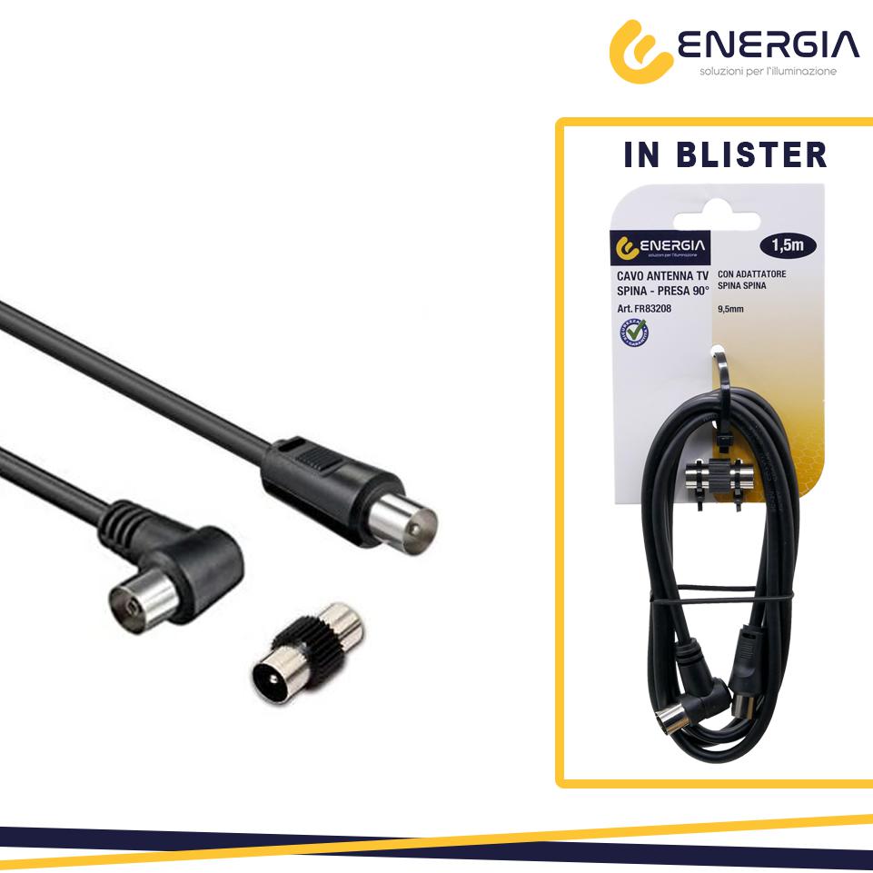 PROLUNGA TV SPINA/PRESA 90 9,5MM L1,5M ADATTATORE SP/SP NERO