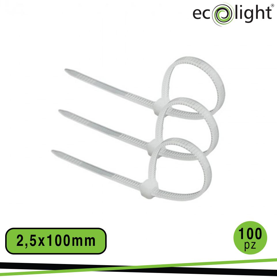 FASCETTA FERMACAVO 2,5X100MM BIANCO CONF. 100PZ