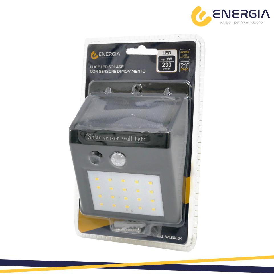 LAMPADA SOLARE CON SENSORE 3W  NERO