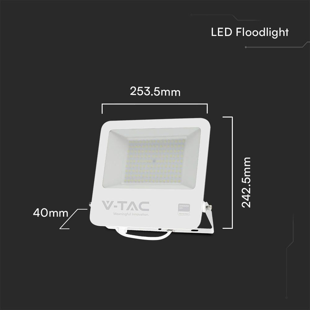 100W LED PROIETTORE SMD SAMSUNG CHIP 1M CAVO CORPO BIANCO VETRO SMERIGLIATO 4000K