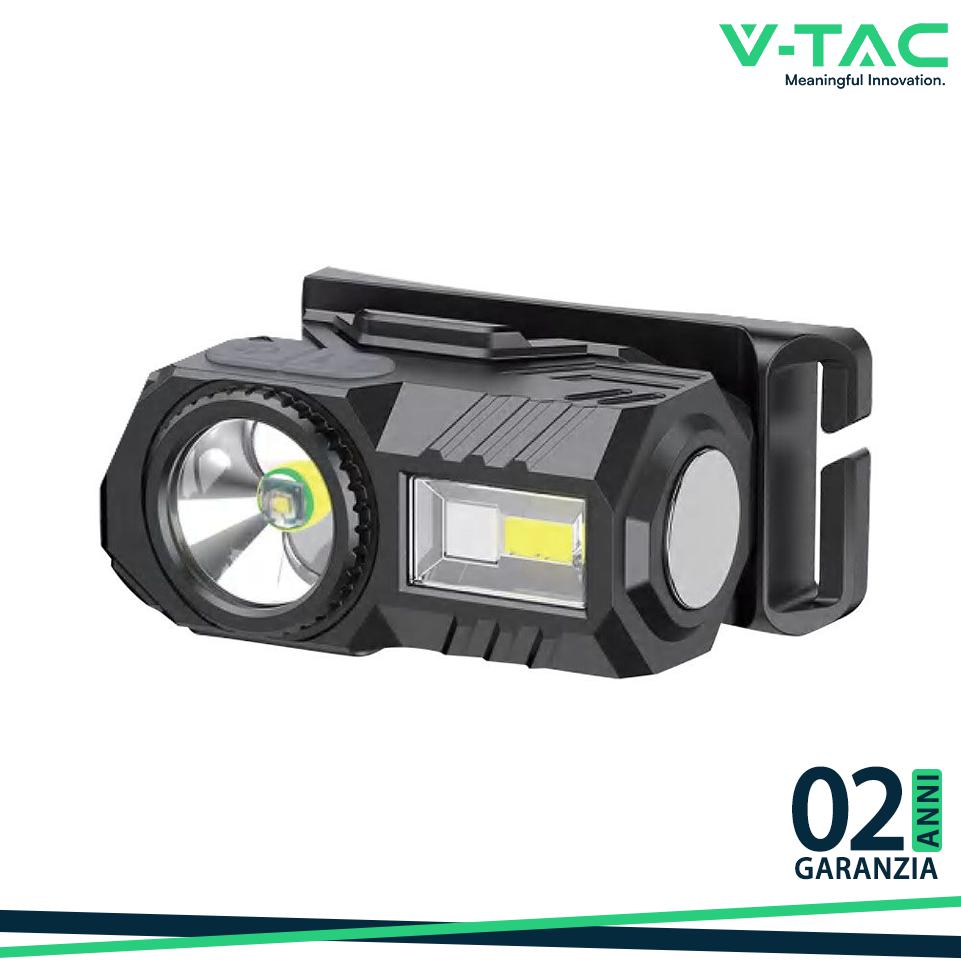 TORCIA LED FRONTALE 3W CON CINTURA E BATTERIA RICARICABILE USB C IP44