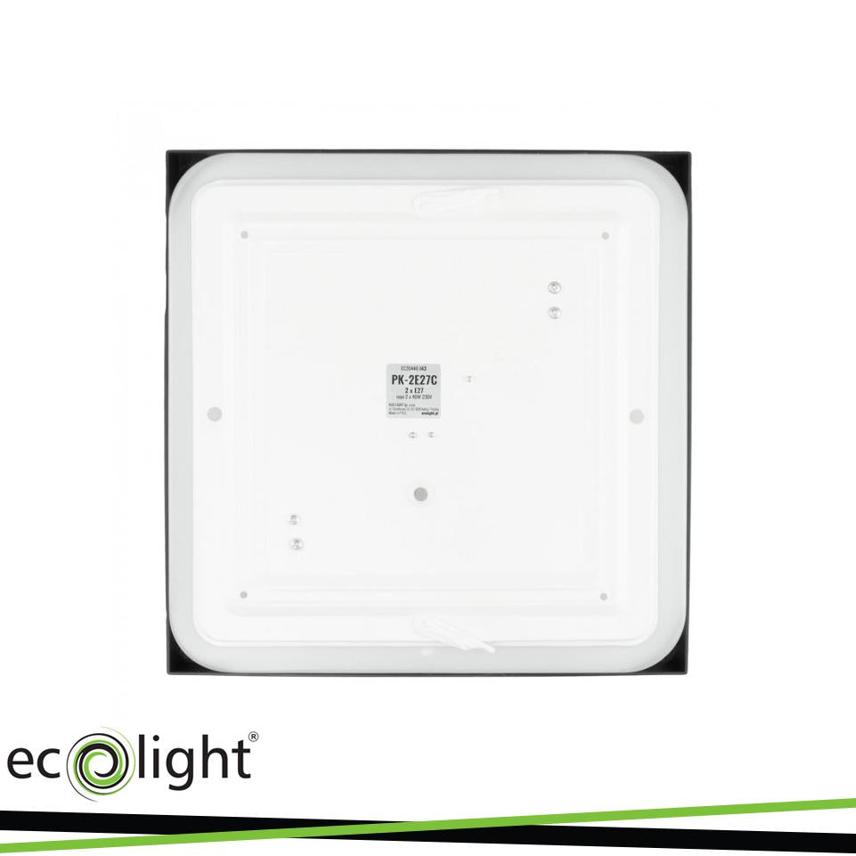 DOME LIGHT 2XE27 QUADRATO NERO