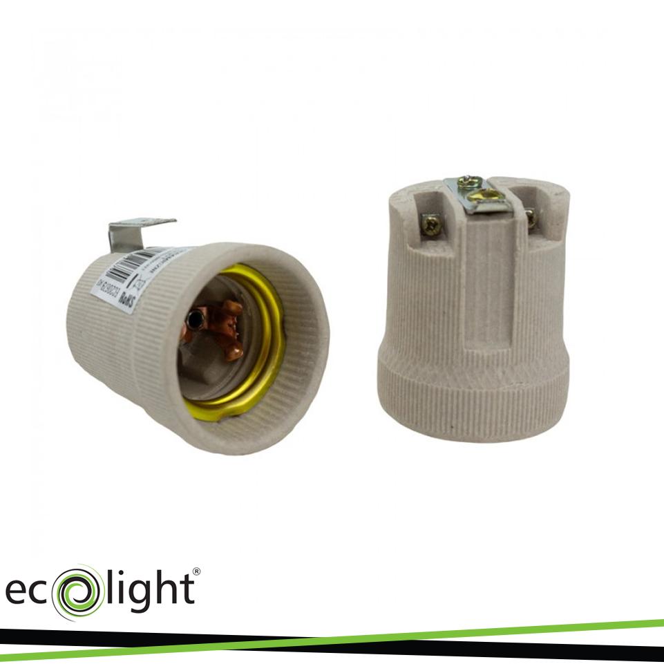 PRESA E27 IN CERAMICA CON SUPPORTO