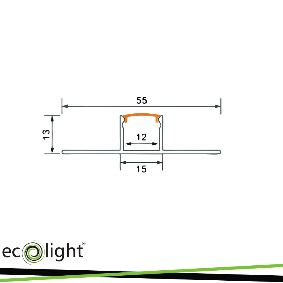 PROFILO ANODIZZATO DA SUPERFICE GN02 + PARALUME OPALINO 2MT