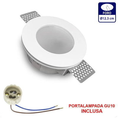FARETTO IN GESSO VERNICIAB. 120MM ROTONDO HOLDER GU10 INCLUS