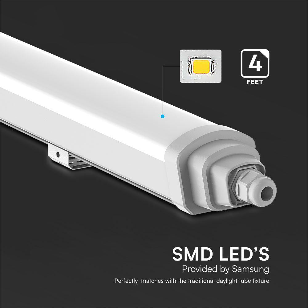 LED PLAFONIERA IMPERMEABILE SAMSUNG CHIP GT SERIES 1200MM 36W 4000K 120LM/W CONNESSIONE RAPIDA