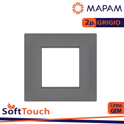 PLACCA SOFT-TOUCH GEM-T2 2P 6002ST-8 GRIGIO
