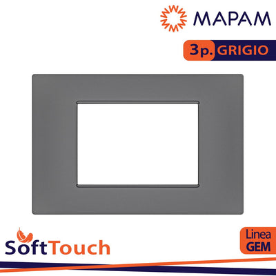 PLACCA SOFT-TOUCH GEM-T2 3P 6003ST-8 GRIGIO