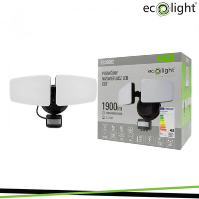 PROIETTORE LED 2X12W 2X950LM PIR IP54 CCT (3000-4000-6500K)