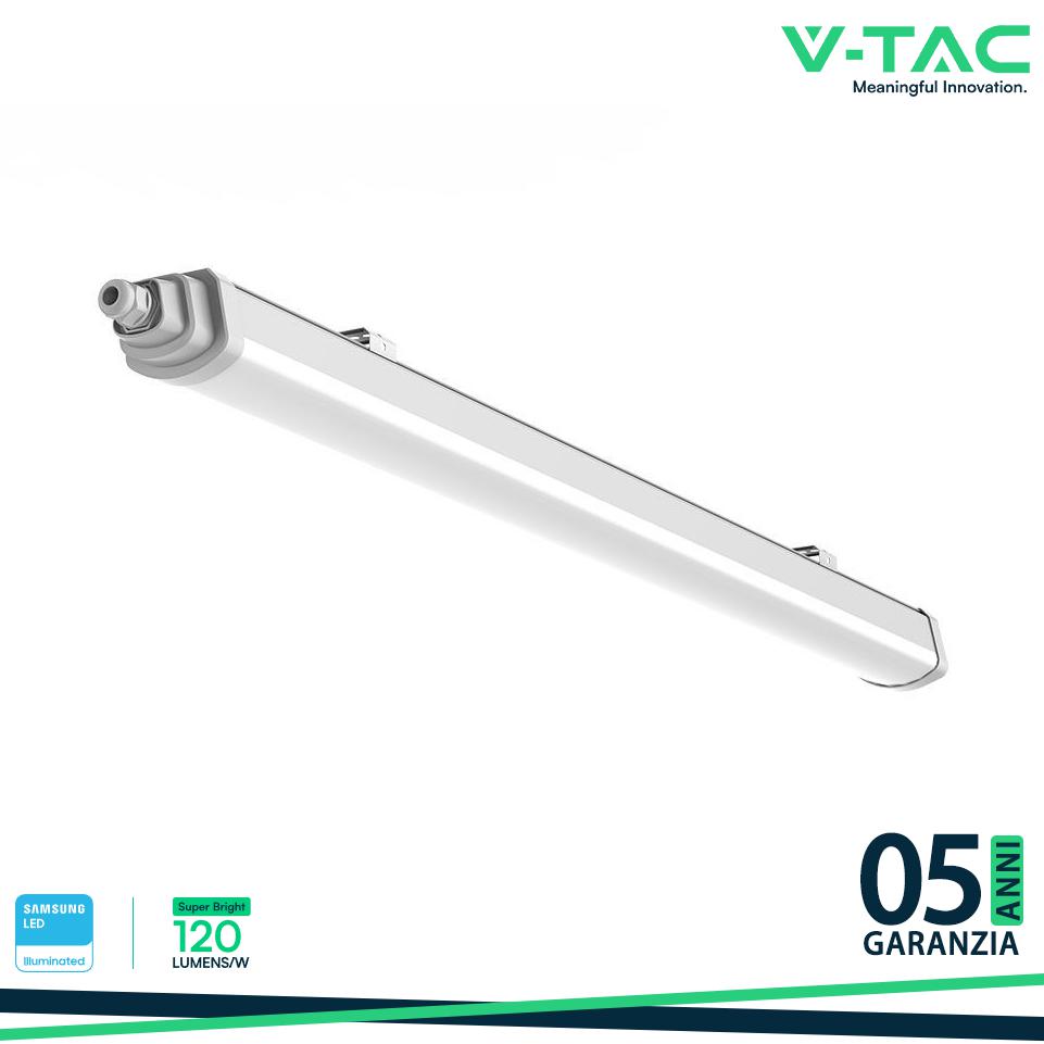LED PLAFONIERA IMPERMEABILE SAMSUNG CHIP GT SERIES 1200MM 36W 6500K 120LM/W CONNESSIONE RAPIDA