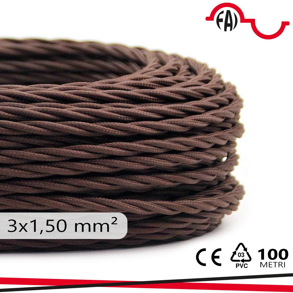 CAVO SETA DOPPIO ISOL. 3X1.50  MARRONE
