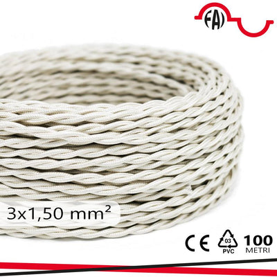 CAVO SETA DOPPIO ISOL. 3X1.50  BIANCO