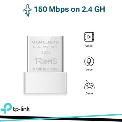 NANO SCHEDA WIRELESS N150 USB  FINO A 150MBPS A 2,4GHZ