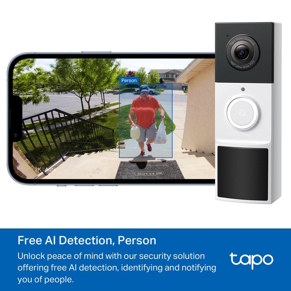 VIDEO DOORBELL CAMERA 3MPX 2K  COLOR-NIGHT PIR AND IA