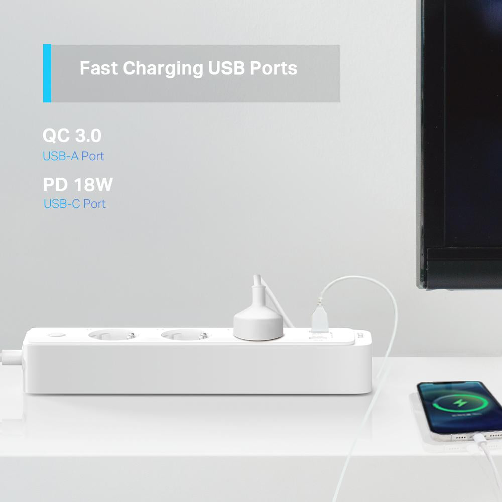 SMART WI-FI POWER STRIP 3PRESE+2USB CAVO 1,5MT MAX 2300W