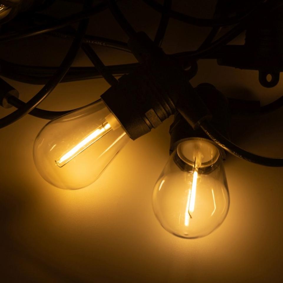 GHIRLANDA DA GIARDINO LED 10MT+10 X G45 E27 1W 2700K